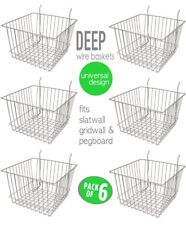 Only Hangers Deep Wire Baskets For Gridwall Slatwall And Pegboard- Chrome 6pk