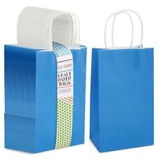 25-pack Blue Gift Bags With Handles - Small Paper Treat Bags 5.3x3.2x9 In
