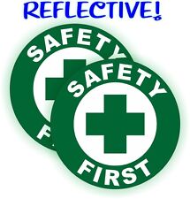 2 Reflective Safety First Hard Hat Decals Construction Helmet Stickers Badge