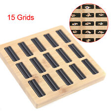 15 Grids Bamboo Pu Jewelry Ring Earrings Counter Ring Display Storage Rack New