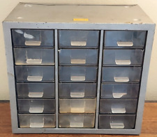 Vintage Akro Mils Metal Storage Cabinet Organizer 18 Drawer Parts Hardware Bin