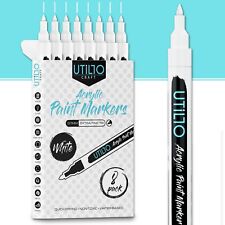 8-pack Extra Fine Tip 0.7mm Premium White Acrylic Paint Markers By Utillo Craft