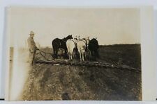 Rppc Farmer With Unique Handmade Horse Drawn Wooden Plow Real Photo Postcard L4