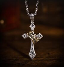 Cross Pendant Necklace Stainless Steel Crucifix Stainless Crown Ring Men Unisex