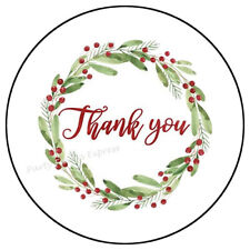 Thank You Christmas Wreath Envelope Seals Labels Stickers Party Favors