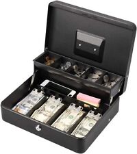 Cash Box With Lock Key And Money Tray Large Money Box For Cash Metal Lock Box
