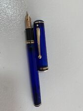 Vintage Sheaffer Levenger Translucent Blue Fauntain Pen 14 K Gold Fine Nib