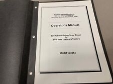 Hanson Products Skid Steer 62 Snow Blower Operators Parts Service Manual 103053