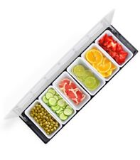 Portable Chilled Food Toppings Sides Condiments Serving Station Salad Bar-6trays