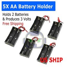 5pcs Battery Holder Case Box With 3 Wire Leads For 2x Series Aa Batteries 3v Us
