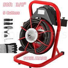 50ft Electric Drain Auger Cleaner Cleaning Machine Plumbing Sewer Snake Cutters