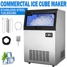 132lbs Built-in Commercial Ice Maker Stainless Steel Freestanding Cube Machine