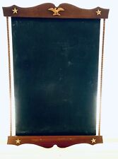 Vintage 1960s Cherry Wood Framed Early American Eagle Rustic Hanging Chalkboard