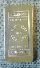 Jelenko Dental Health Products One Ounce Troy .999 Fine Silver Bar Scarce Bar