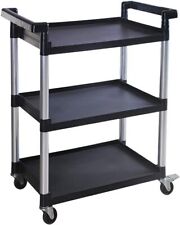 3-shelf Black Utility Plastic Cart With Wheels-225 Lbs Maximum Capacity
