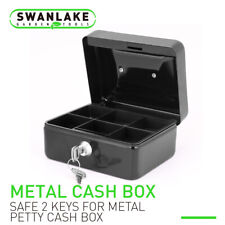 5 Locking Cash Box Money Small Steel Lock Security Safe Storage Check Black