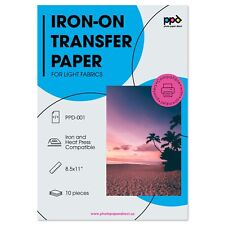 Inkjet Iron-on White Light Colored T Shirt Transfer Paper Ltr 8.5x11 10 Sheets