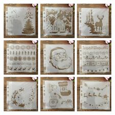9pcs 5inch Christmas Santa Reindeer Diy Layering Stencils For Painting Templates