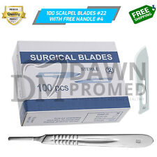 100 Sterile Surgical Blades 22 With Scalpel Handle 4 Medical Ent Dental