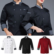 Unisex Long Sleeve Chef Coat Jackets Men Women Kitchen Workwear Cooking Uniform