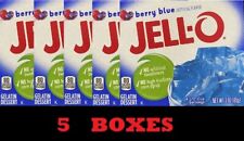 5x Jello Berry Blue Gelatin Dessert 3 Oz Box Jell-o - 5 Boxes Bulk - Free Ship