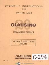 Clausing 20 Drill Press Models 2251 Thru 2288 Operation And Parts Manual 1968