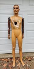 Vintage Male Mannequin Full Body Wooden Arms Museum Find Uniform Needs Repairs