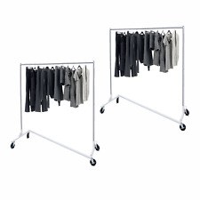 2pcs Commercial Garment Rack Rolling Collapsible Clothing Shelf With Wheel