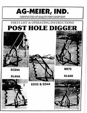 Post Hole Digger Operator Instruct Man Ag Meier Ec044 Xl44a Ed32 Ed44 Er75 Xl44h