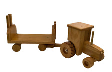 Large Oak Cab Tractor Hay Wagon - Amish Handmade Wooden Farm Toy
