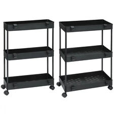 2 Pack 3 Tier Slim Storage Kitchen Cart Shelving Unit Rolling Rack With Wheels