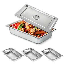 4 Inch Deep Full Size Steam Table Pans W Lids 4 Pack Set Fits Hotel Food Buffet
