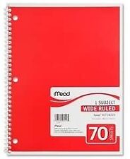 Mead Spiral Notebook 1-subject Wide Rule 10-12x8 Color May Vary - 1 Pack