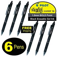 Pilot 11384 Frixion Clicker 10 Bold Point Erasable Black Gel Ink Pens Pack Of 6