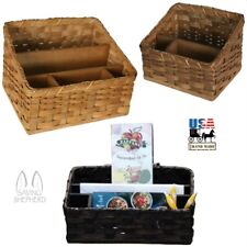 Amish Desk Organizer - Hand Woven Reed Basket In 2 Sizes 13 Finishes Usa