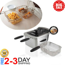 Electric Deep Fryer Cooker Home Countertop Dual Basket Fries 4 L Stainless Steel