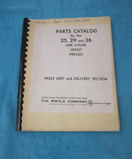 Parts Catalog For The 25 29 And 36 One Color Offset Presses Miehle