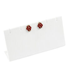 White Faux Leather 3 Pair Earring Jewelry Display Holder Showcase Organize Stand