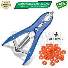 Castration Bander With Free 100 Castrator Rings Flared Plier For Cattle Goat Cow