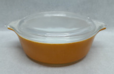 Vintage Pyrex 471 Old Orchard Solid Caramel 1 Pint Casserole Dish W Lid