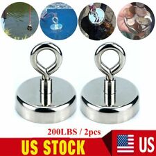 Neodymium Fishing Magnets 2 Pack 200lbs Pulling Force Strong Round Rare Earth