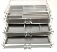 Clear Acrylic Velvet Jewelry Organizer With 3 Drawers Stackable Display Storage