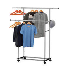 Portable Rolling Clothes Rack Double Hanging Garment Bar Very Great Hanger