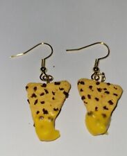 Nacho Cheese Chip Earrings Gold Tone Wire Charms Snack Tortilla Chip