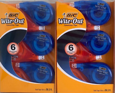 2 Packs Of 6 Bic Wite-out Brand Ez Correct Correction Tape White 12 Total