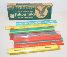 Vintage Falcon Rulers Lot With Box Plastic Retro Office Supplies