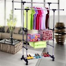Drying Rack Commercial Garment Stand Rolling Collapsible Clothing Shelf W Wheel