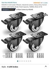 3inch Caster Wheels Pack Of 4 With Brakes Industrial Heavy Duty Swivel 1000lbs