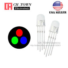 100pcs 5mm 4pin Common Cathode Water Clear Rgb Red Green Blue Led Diodes Usa