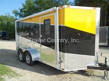 New 2024 7x14 7 X 14 V-nosed Enclosed Cargo Triple Color Motorcycle Trailer Ramp